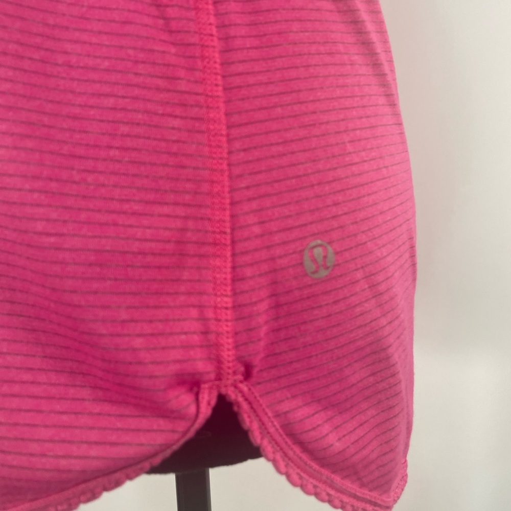 Lululemon Pink Stripped, Racerback Tank, Scallop hem, Size Small - Picture 8 of 10